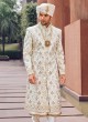 Anarkali Style Wedding Wear Sherwani In Art Silk